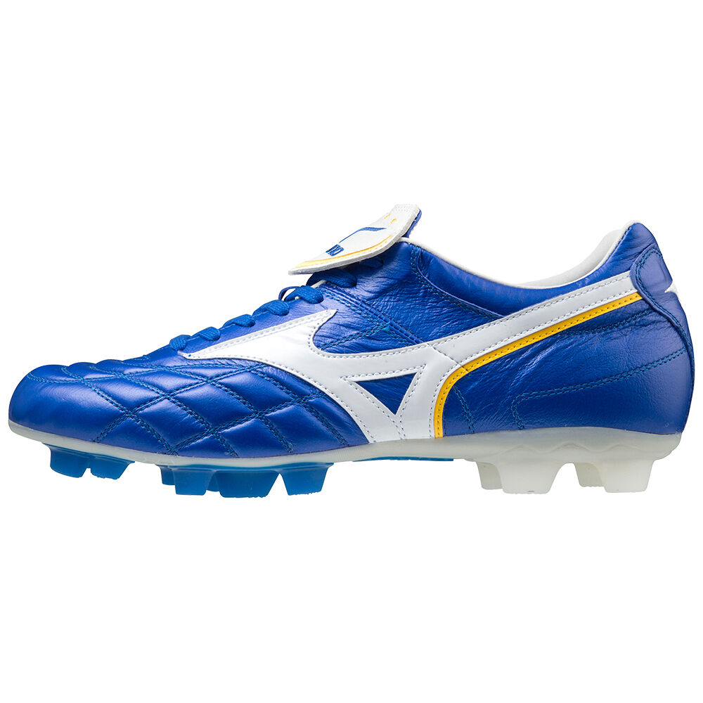 Mizuno Men's Wave Cup Legend Soccer Cleats White/Blue/Yellow (P1GA201901-UGE)